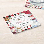 Dessous-de-verre Carré En Papier Alice au pays des merveilles Fleur rouge fête du t<br><div class="desc">Personnalisez ces dessous de verre de papier fantaisie Alice dans Wonderland Tea Party facilement et rapidement,  appuyez simplement sur le bouton Modifier à l'aide des outils de conception pour réorganiser et formater le style et le placement du texte. c) Le Happy Cat Studio.</div>