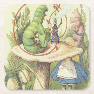 Dessous-de-verre Carré En Papier Alice rencontre la Caterpillar