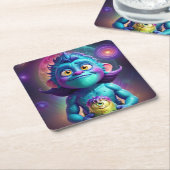 Dessous-de-verre Carré En Papier Alien d'Espace et Ami (Incliné)