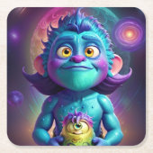 Dessous-de-verre Carré En Papier Alien d'Espace et Ami (Devant)