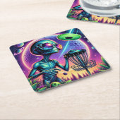 Dessous-de-verre Carré En Papier Alien Disk Golf (Incliné)