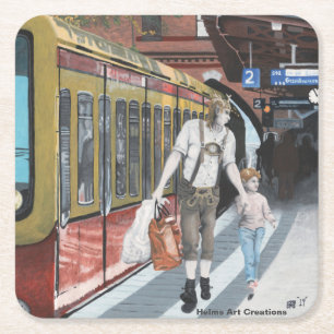 Dessous-de-verre Carré En Papier Allemand Elves Town Shopping Imaginaire Dessous de