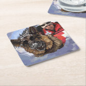 Dessous-de-verre Carré En Papier Allemand Shepard Recherche et Secourt dans la neig (Incliné)