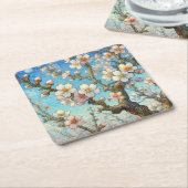 Dessous-de-verre Carré En Papier Almond Blossoms (Vincent van Gogh) (Incliné)