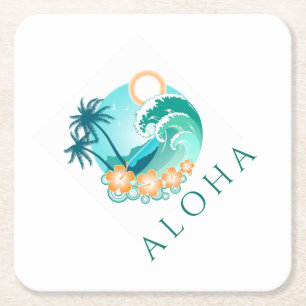 Dessous-de-verre Carré En Papier Aloha Tropical