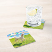 Dessous-de-verre Carré En Papier Alpaca Unicorne sous ciel ouvert (En situation)