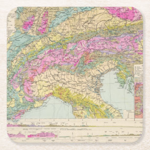 Dessous-de-verre Carré En Papier Alpenlander - carte d'atlas des Alpes