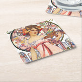 Dessous-de-verre Carré En Papier Alphonse Mucha (Incliné)