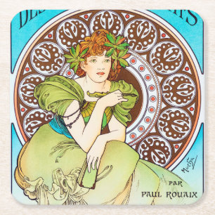 Dessous-de-verre Carré En Papier Alphonse Mucha