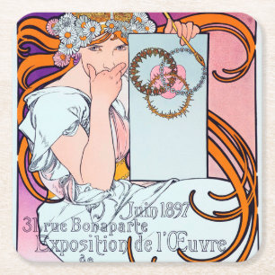 Dessous-de-verre Carré En Papier Alphonse Mucha