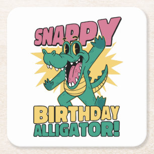 Dessous-de-verre Carré En Papier Amateur d'alligator drôle et gator crocodile d'ann