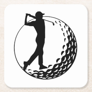 Dessous-de-verre Carré En Papier Amateur de golf, golfeur