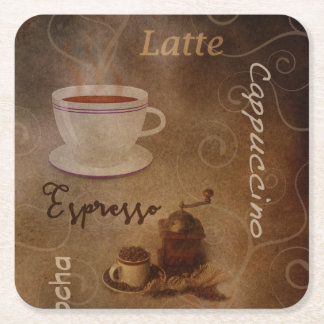 Dessous-de-verre Carré En Papier Amateurs de café Word Art