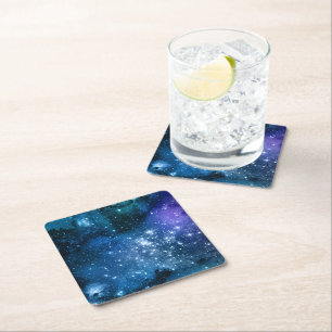Dessous-de-verre Carré En Papier Amateurs de galaxie Starry Space Blue Sky White Sp