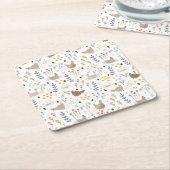 Dessous-de-verre Carré En Papier Amateurs de poulet Ferme Animaux Plutôt Floral (Incliné)