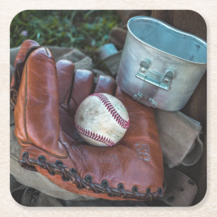 Dessous-de-verre Carré En Papier Amer de baseball vintage Mit et de baseball Ball