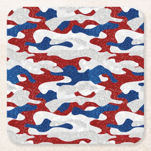 Dessous-de-verre Carré En Papier American Camo Juillet 4 Parties scintillant (Devant)