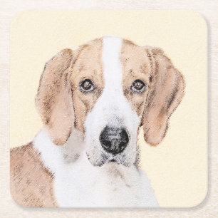 Dessous-de-verre Carré En Papier American Foxhound Painting - Joli art original chi