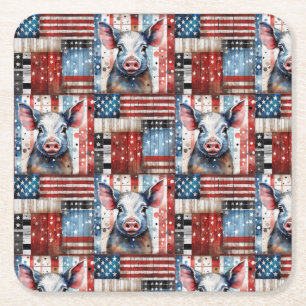 Dessous-de-verre Carré En Papier American Pig Farm art populaire