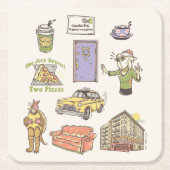 Dessous-de-verre Carré En Papier AMIS™ | Graphique d'icônes de dessin (Devant)