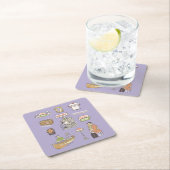 Dessous-de-verre Carré En Papier AMIS™ | Icônes de dessin (En situation)