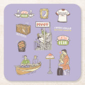 Dessous-de-verre Carré En Papier AMIS™ | Icônes de dessin (Devant)