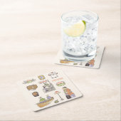 Dessous-de-verre Carré En Papier AMIS™ | Icônes de dessin (En situation)