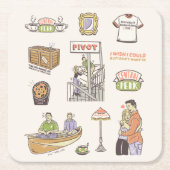 Dessous-de-verre Carré En Papier AMIS™ | Icônes de dessin (Devant)