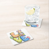 Dessous-de-verre Carré En Papier Amour, décoration de Pâques (En situation)