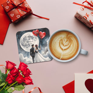 Dessous-de-verre Carré En Papier Amour romantique sur Cloud Neuf Mariage Fairytale