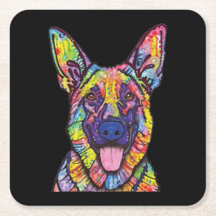 Dessous-de-verre Carré En Papier Amoureux de les chiens bergers allemands