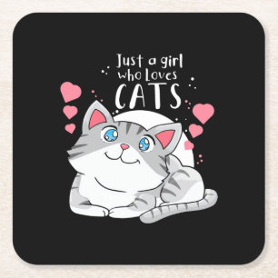 Dessous-de-verre Carré En Papier Amoureux des chats Juste Une Fille Qui Aime Le Cha