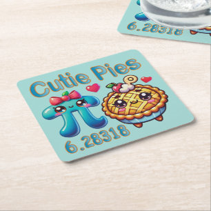Dessous-de-verre Carré En Papier Amusants “Cutie Pies” Symbole Pi mignon et jeu de