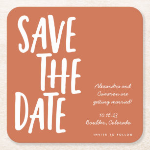Dessous-de-verre Carré En Papier Amusants Minimaliste Terracotta Mariage Enregistre