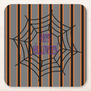 Dessous-de-verre Carré En Papier Amusement et fantaisie Halloween Spider Webs