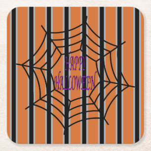 Dessous-de-verre Carré En Papier Amusement et fantaisie Halloween Spider Webs