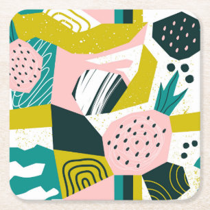 Dessous-de-verre Carré En Papier Ananas Abstrait : Patchwork coloré sans fil
