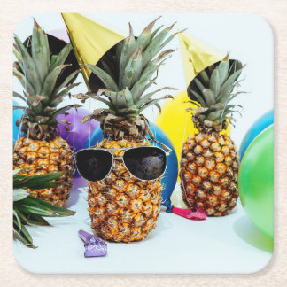 Dessous-de-verre Carré En Papier Ananas cool avec lunettes de soleil