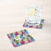 Dessous-de-verre Carré En Papier Ananas et palmettes 2 d'art de bruit (En situation)