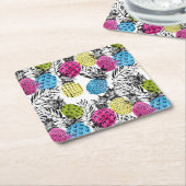 Dessous-de-verre Carré En Papier Ananas et palmettes 2 d'art de bruit (Incliné)