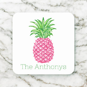 Dessous-de-verre Carré En Papier Ananas Rose Personnalisé Prépa