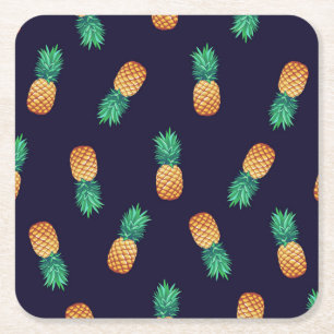 Dessous-de-verre Carré En Papier Ananas sur la marine