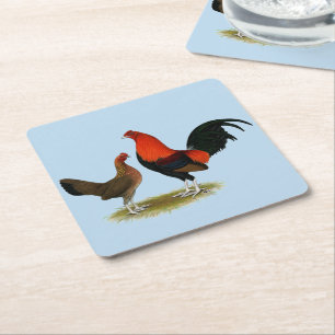 Dessous-de-verre Carré En Papier Ancien jeu anglais Bantams : BB Red Pair