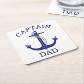 Dessous-de-verre Carré En Papier Ancre nautique Capitaine Papa (Incliné)