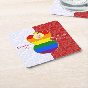 Dessous-de-verre Carré En Papier Ange de la Fierté Gay Cheveux Blonds Rouge et Blan