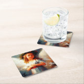 Dessous-de-verre Carré En Papier Ange de Noël 1 (En situation)