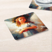 Dessous-de-verre Carré En Papier Ange de Noël 1 (Incliné)