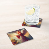 Dessous-de-verre Carré En Papier Ange de Noël 3 (En situation)