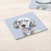 Dessous-de-verre Carré En Papier Anglais Setter Blue Belton Peinture Chien Art (Incliné)