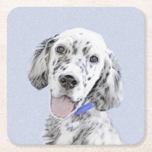 Dessous-de-verre Carré En Papier Anglais Setter Blue Belton Peinture Chien Art